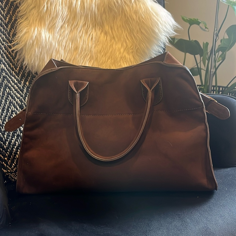 Margo inspired Brown Faux Suede Handbag